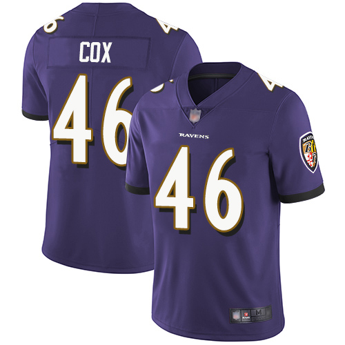 Baltimore Ravens Limited Purple Men Morgan Cox Home Jersey NFL Football 46 Vapor Untouchable